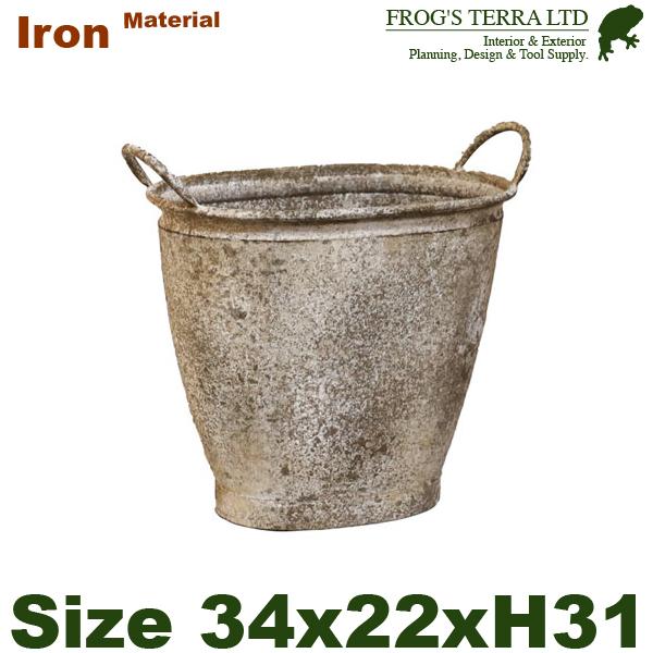 ミルヴァオーヴァルバケット L（W34cm×D22cmxH31cm）（底穴なし）（ブリキ製 花器）