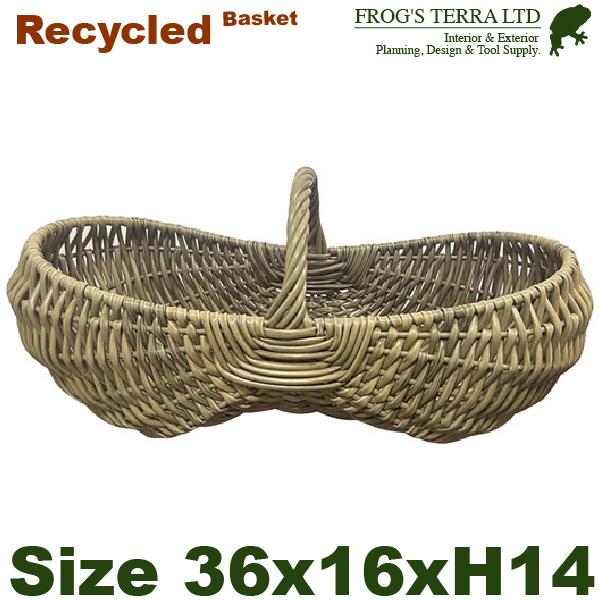 トリノ手篭 L（W34cm×D16cm×H14cm）（底穴なし）（再生プラ）（籠/花器/リース）（プ...