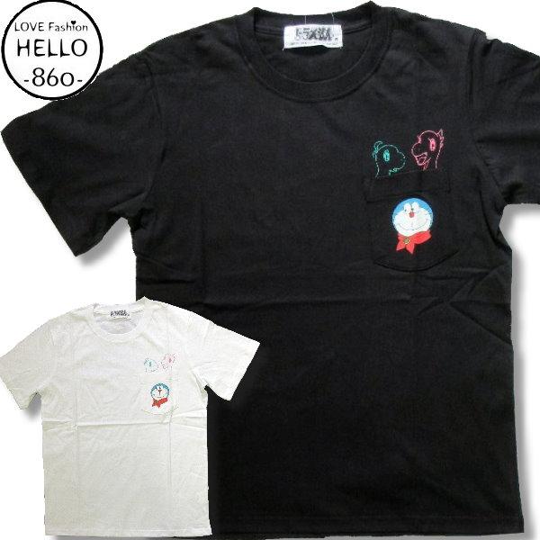 ドラえもん メンズ 半袖 Tシャツ 胸ポケット付き 新恐竜 柄 薄手 アニメ キャラ アメカジ / ...