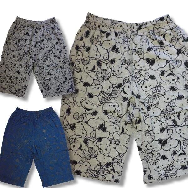 スヌーピー アメカジ メンズ スケッチ風 総柄 ハーフパンツ ミニ裏毛 ブランド bib003