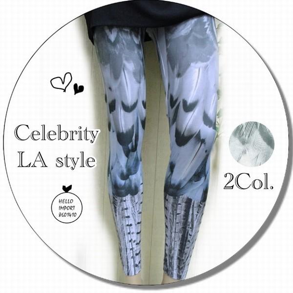 在庫処分セール レギンス スパッツ 羽根柄 派手柄 個性的 ダンス衣装 服 レディース/ woj01...