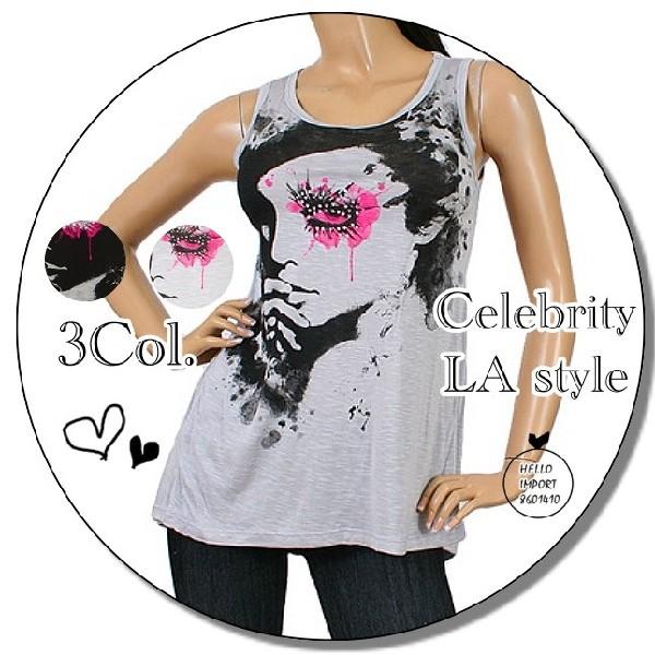 個性的レディースファッション 派手柄 目力柄チュニック インポート服 / wot027