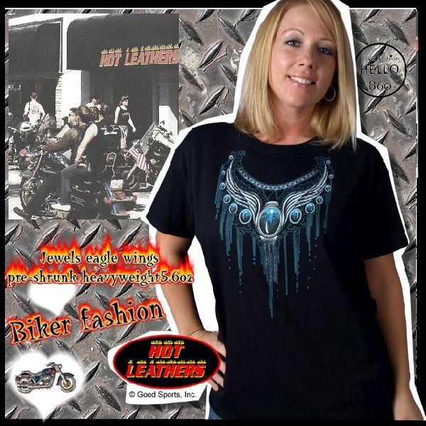 即納 バイカー ファッション 半袖 Tシャツ マシーン羽根柄 大きいサイズ レディース /wot15...