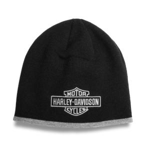 Harley Davidson   ハーレーダビッドソン　ニットキャップ  Black/Asphalt Men's Contrast Bar & Shield Knit Hat｜fromla