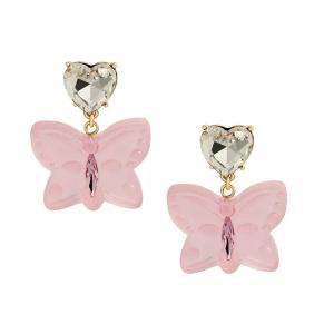 ベッツィージョンソン ピアス Betsey Johnson 351588 GUMMY BUTTERFLY STONE DROP EARRINGS (Pink) バタフライ ストーン ドロップ ピアス (ピンク)｜fromla