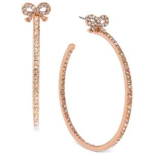 ベッツィージョンソン Betsey Johnson  ピアス Rose Gold-Tone Crystal Bow Hoop Earrings（ボーウ）リボン｜fromla