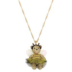 ベッツィージョンソン ネックレス Betsey Johnson Bumble Bee Pave Bear Pendant Long Necklace ビー パヴェ ベアー ペンダント ロング ネックレス (マルチ)｜fromla