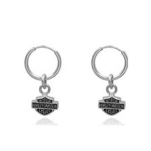 ハーレーダビッドソン　Harley Davidson  ピアス  15ミリ　フープ　イアリング  15mm Hoop Earring with Hanging Bar & Shield Charm｜fromla