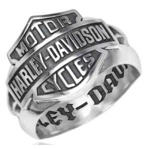 ハーレーダビッドソン　Harley Davidson  リング  メンズ　デコレーティブ　バンド　リング  Men's Bold B&S Logo ring with decorative band｜fromla