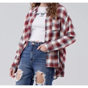 Hollister　ホリスター　レディース　長袖シャツ ★6768　Plaid Flannel Shirt　バーガンディープレイド｜fromla