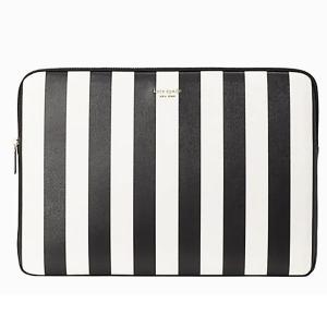 ケイトスペード ノートパソコンケース Kate Spade 8aru6865 ★ stripes universal laptop sleeve ストライプ ユニバーサル ラップトップ スリーブ(ブラック)｜fromla