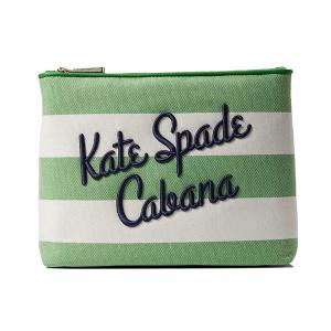 ケイトスペード 化粧ポーチ Kate Spade Cabana Striped Canvas Pouch (Green Multi) カバナ ストライプ キャンバス ポーチ（グリーンマルチ）｜fromla