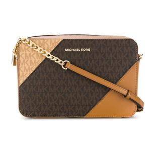 マイケルコース ショルダーバッグ 32S9GF5C9B Michael Michael Kors Large Tri-Color Logo Leather Crossbody(Brown)ラージ トップジップ クロスボディ｜fromla