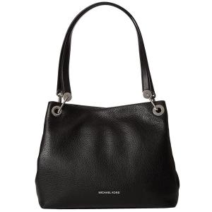 マイケルマイケルコース ショルダーバッグ Michael Michael Kors 30H6SRXE3L Raven Large Leather Shoulder Bag レザー ショルダーバッグ (ブラック/シルバー)｜fromla