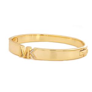 マイケルコース ブレスレット Michael Kors MKJ7966 14K Gold-Plated Brass Pave Logo Bangle (Gold) パヴェ ロゴ バングル (ゴールド)｜fromla