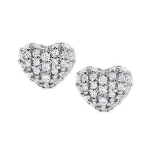 マイケルコース ピアス Michael Kors MKC1119AN Precious Metal-Plated Sterling Silver Pave Heart Studs パヴェ ハート スタッズ ピアス (シルバー)｜fromla