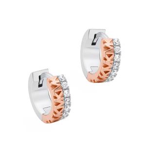 マイケルコース ピアス Michael Kors Sterling Silver Monogram Huggie Earrings (ROSE GOLD PLATING) モノグラム ハギー ピアス (ローズゴールド)｜fromla