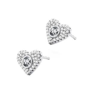 マイケルコース ピアス Michael Michael Kors Pave Logo Heart Stud Earrings (Silver) ぺヴェ ロゴ ハート スタッド ピアス (シルバー)｜fromla