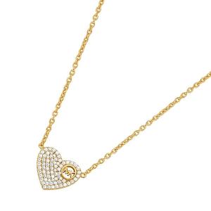 マイケルコース ネックレス Michael Michael Kors Pave Logo Heart Pendant Necklace, 16" + 2" extender パヴェ ロゴ ハート ペンダント ネックレス (ゴールド)｜fromla