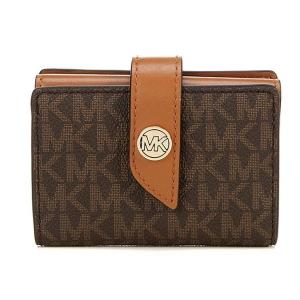 マイケルコース 二つ折り財布 ★ Michael Michael Kors Tab Card Case (Brown/Acorn) タブ カードケース 財布 (ブラウン)｜fromla