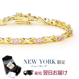 ブレスレット レディース 18金 ゴールド 加工 ピンク フラワー 花 プレゼント 女性｜fromny