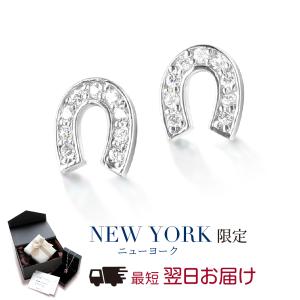 18金 ピアス ダイヤモンド 0.1ct ホースシュー 馬蹄 ゴールド