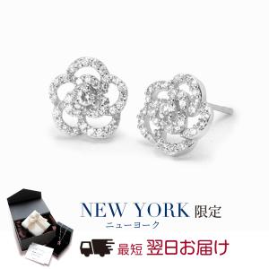 ピアス レディース ダイヤモンド cz プラチナ 加工 アレルギー対応 ブランド フラワー 花