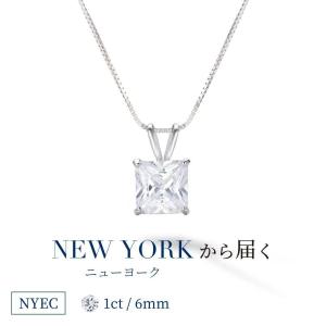 ネックレス レディース ダイヤモンド cz 14金 ホワイトゴールド プリンセスカット プレゼント 女性｜fromny