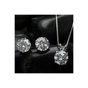 3カラット  セット14K WG【ニューヨークから送料無料】保証書付（ランキング1位のホワイトゴールドネックレス＆ピアス）