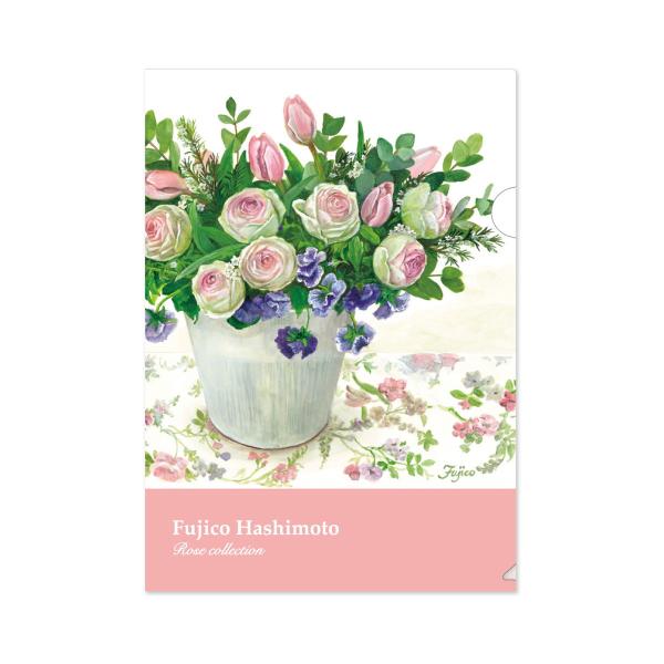 クリアフォルダ　A4　fujico ピンクローズ｜cf-114