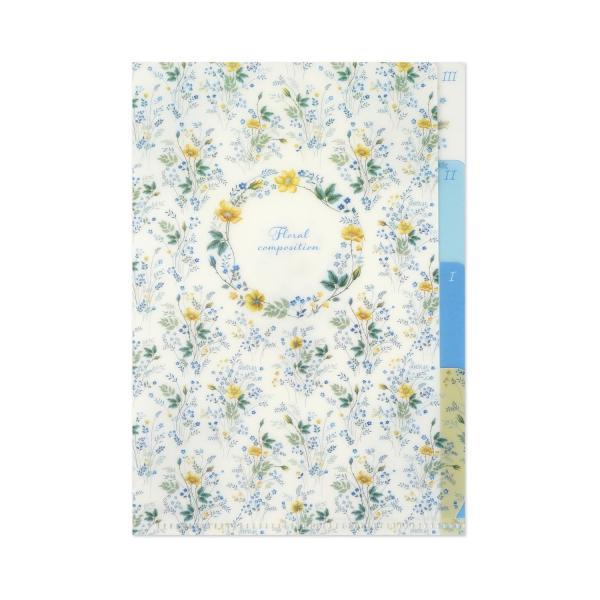 Ｂ６クリアフォルダ　青と黄の小花｜cf-159
