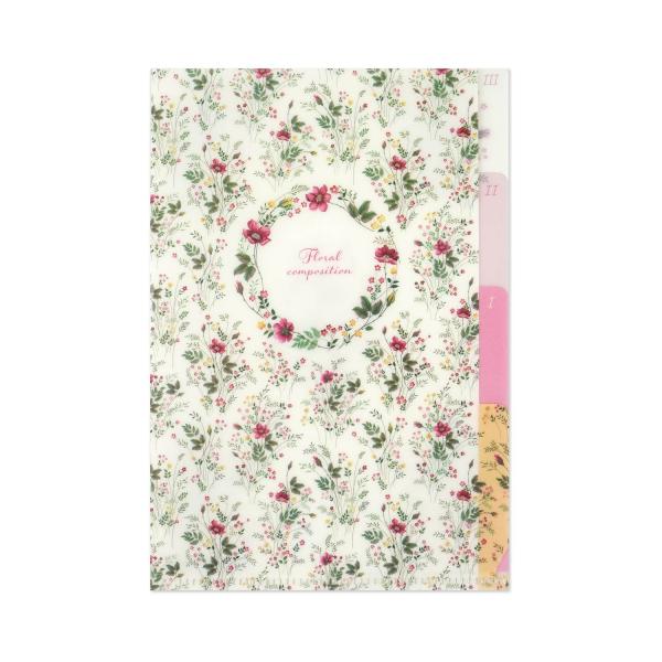 Ｂ６クリアフォルダ　赤と黄の小花｜cf-160