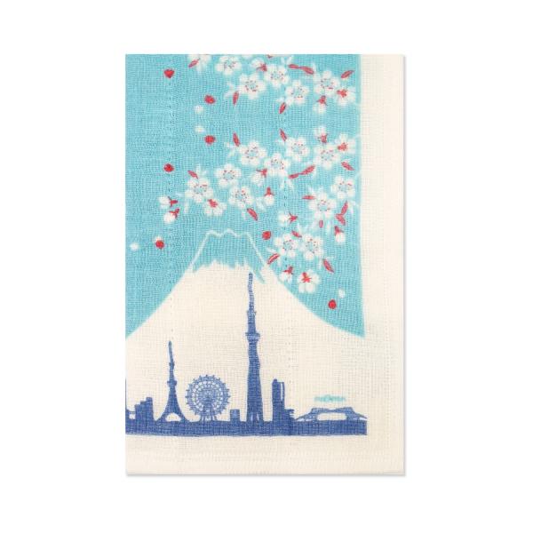 かや生地ふきん　おしゃれ　富士山と桜