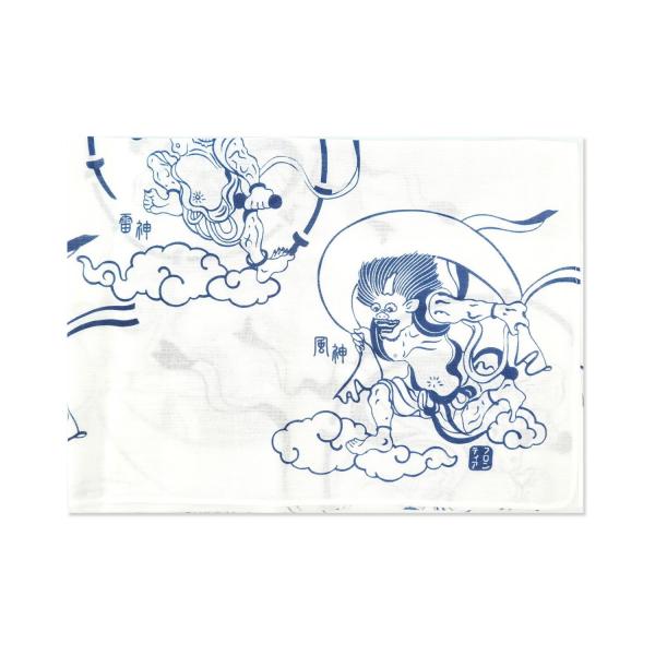 木綿はんかち　おしゃれ　風神雷神