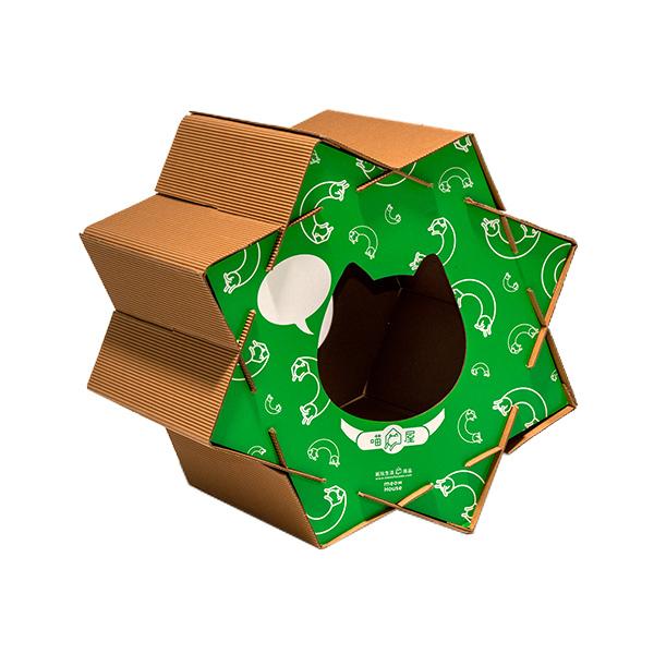 猫用ダンボールハウス 【こんぺいとう型】 キャットハウス 爪とぎ 組立式 爪研ぎ 猫 ネコ 組立式 ...