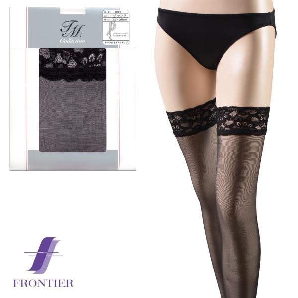 ガーターベルト不要　TMコレクション　レース付ガーターストッキング　892　ブラック　黒　メール便対...