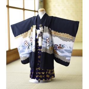 七五三 3歳 男の子 着物 レンタル 黒宝づくしにタカ