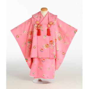 七五三 女の子 着物 レンタル 3歳 被布 赤かのこ《身長》90cm前後