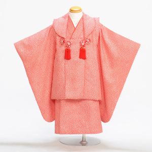七五三 女の子 正絹 着物 レンタル 3歳 被布 赤絞り辻が花《身長》90cm