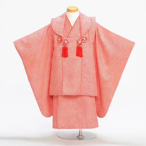 七五三 女の子 着物 レンタル 3歳 被布 赤かのこ《身長》90cm前後★簡単な着付けマニュアル付き...