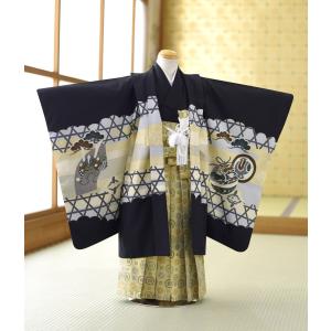 七五三 レンタル 5歳 男の子 黒かごめタカ《身長》110cm前後簡単な着付けマニュアル付き!
