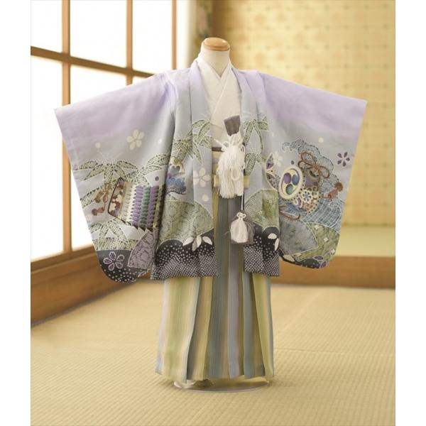 七五三 レンタル 5歳 男の子 薄紫かのこ兜 ミニ5才《身長》100cm前後★簡単な着付けマニュアル...