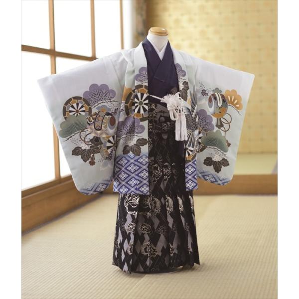 七五三 レンタル 5歳 男の子 白ぼかしタカと小槌 5才《身長》115cm前後★簡単な着付けマニュア...