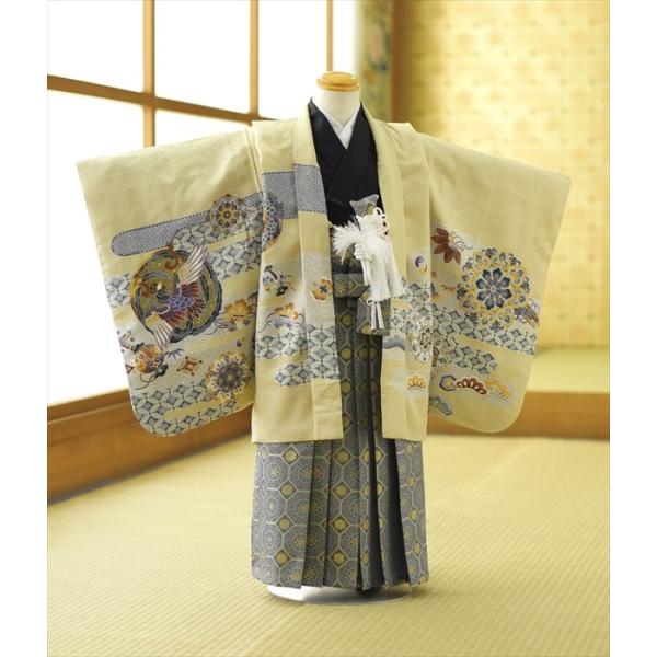七五三 5歳 男の子 着物 レンタル あまいろ鳳凰雲取り華紋 ミニ5才《身長》100cm前後★簡単な...