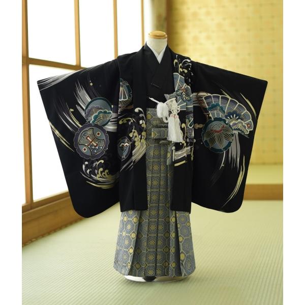 七五三 5歳 男の子 着物 レンタル 大和 吉祥タカ 5才《身長》115cm前後★簡単な着付けマニュ...