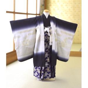七五三 5歳 男の子 着物 レンタル 黒ぼかしカブト《身長》110cm前後★簡単な着付けマニュアル付き! 子供 着物レンタル 羽織 袴レンタル 753 卒園式 結婚式
