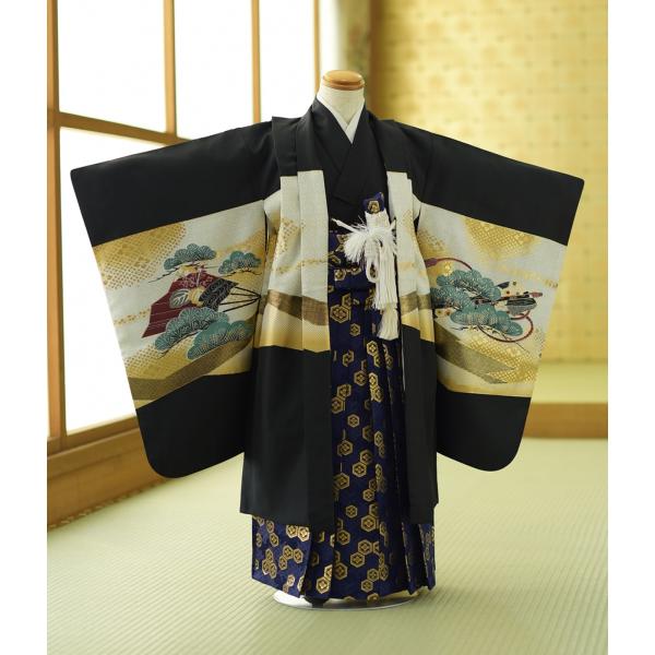 七五三 レンタル 5歳 男の子 黒つづみにタカ《身長》115cm前後★簡単な着付けマニュアル付き! ...
