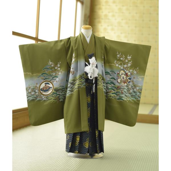 七五三 レンタル 5歳 男の子 抹茶タカに小槌《身長》115cm前後★簡単な着付けマニュアル付き! ...