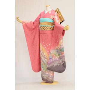 夏用絽訪問着 紫道長取りに辻が花 身長 154cm〜166cm位 レンタル 訪問