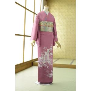 夏用単衣訪問着 茜小菊に短冊 身長 157cm〜...の商品画像